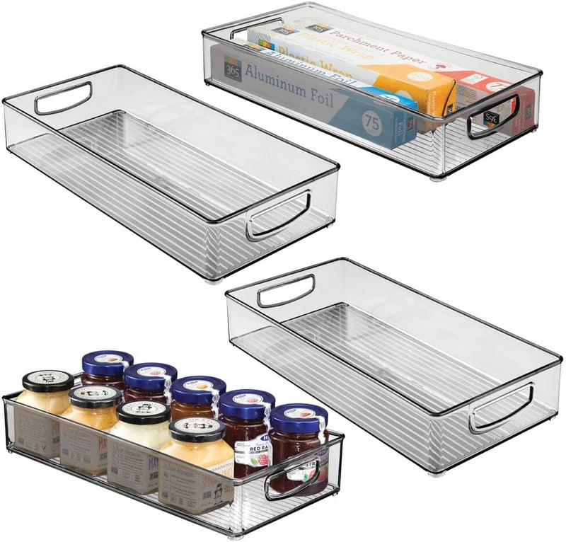 mDesign 4er-Set Aufbewahrungsbox mit Griffen – praktische Kühlschrankbox zur Lebensmittelaufbewahrun