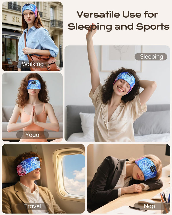 MUSICOZY Schlafkopfhörer Bluetooth, Schlaf Kopfhörer Seitenschläfer Kabellos Sport Kopfhörer Stirnba