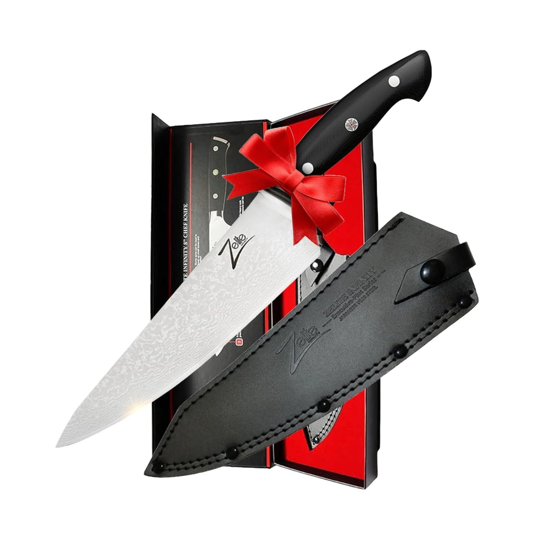 Zelite Damastmesser Set, Scharfes Allzweckmesser, 20,3 cm Küchenmesser, Japanisches Messer für Gastr