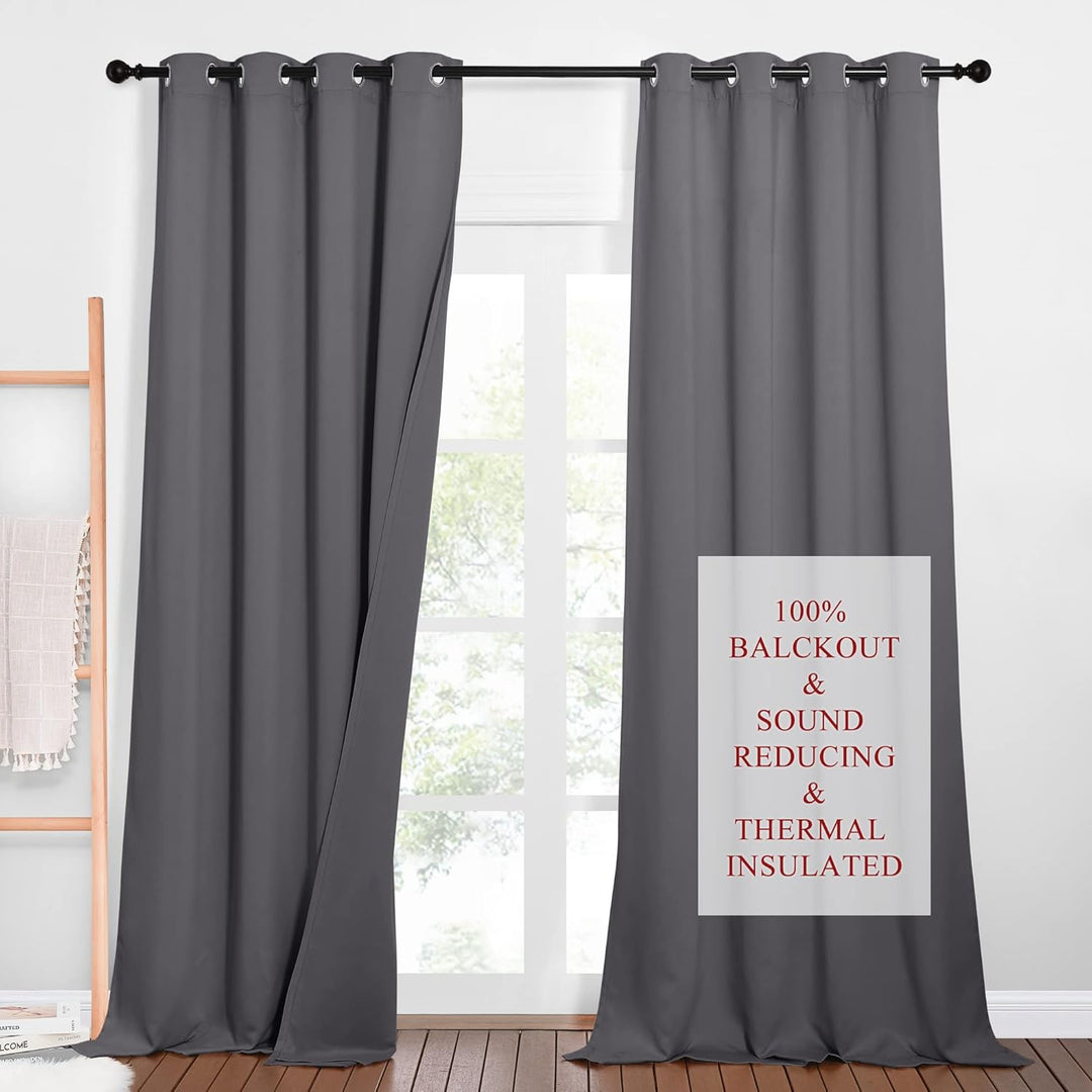 PONY DANCE Schallschutz Vorhang mit Abnehmbarem Filzfutter 2er Set H 240 x B 132 cm Dreilagige Verdu