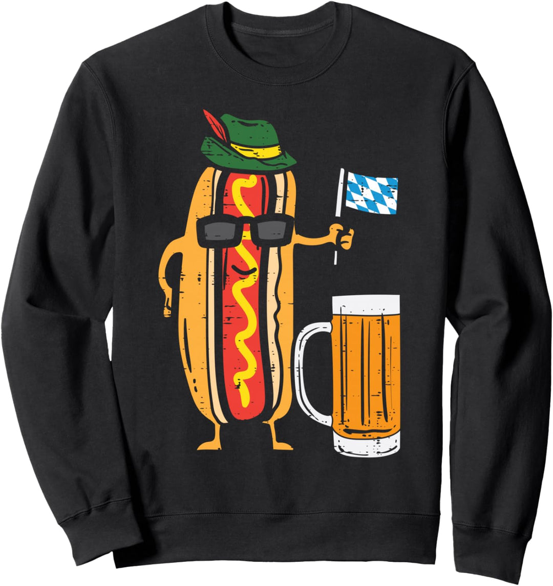 Deutsch Hotdog Bayern Flagge Witzig Oktoberfest Wurst Männer Frauen Sweatshirt