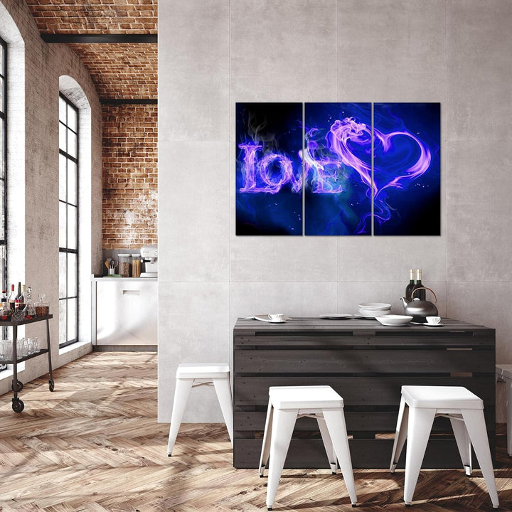 Runa Art Wandbilder Abstrakt Feuer Love Bild XXL Wohnzimmer Schlafzimmer Blau Lila Romantisch 120 x