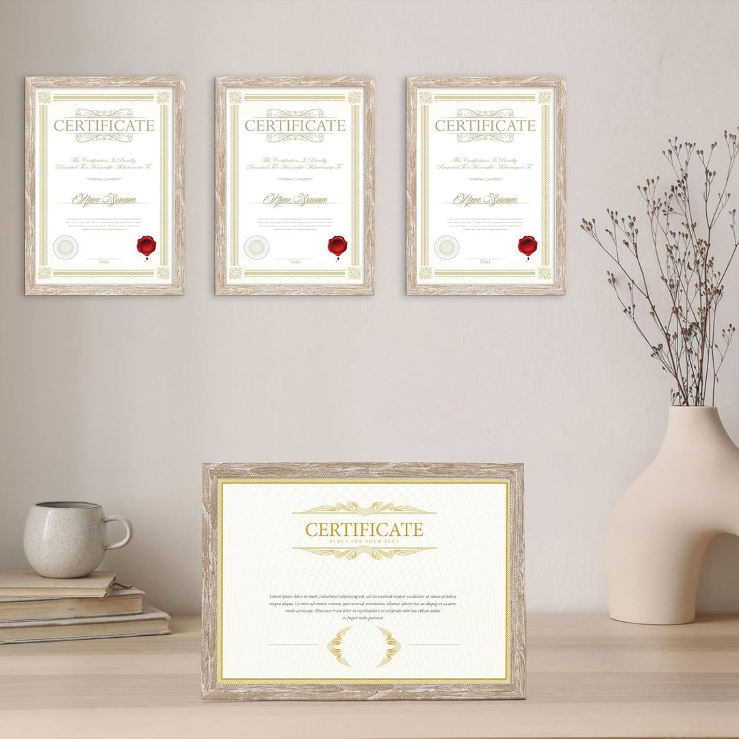 EYMPEU 6er-Set Bilderrahmen A4 Set, Urkundenrahmen, Fotorahmen DIN A4(21 x 29,7 cm), Geeignet für Wa
