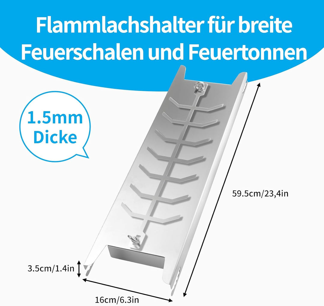 Edelstahl Flammlachshalter, 5 verstellbare Winkel & 180° drehbarer Grill, spülmaschinenfest, für Feu