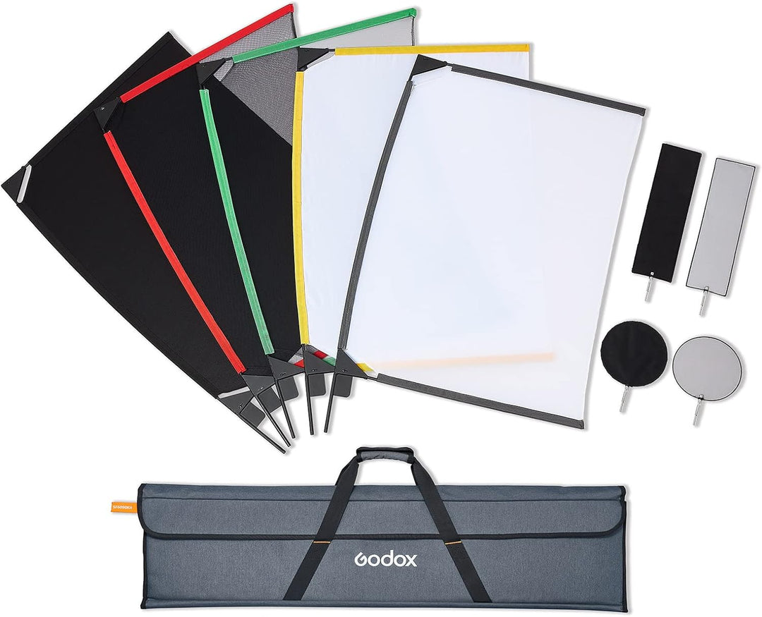 Godox SF6090 Faltbares Scrim-Flaggen-Kit mit 5 Flaggen 60 * 90 cm / 24 * 36 Zoll zum Formen, Blockie