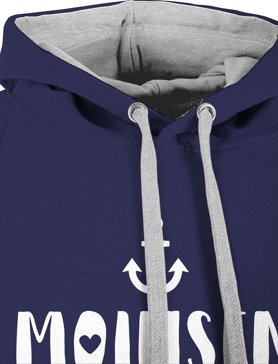 Pullover Herren Frauen Hoodie Kontrast zweifarbig - Sprüche Statement - Moinsen - M - Navy Blau/Grau