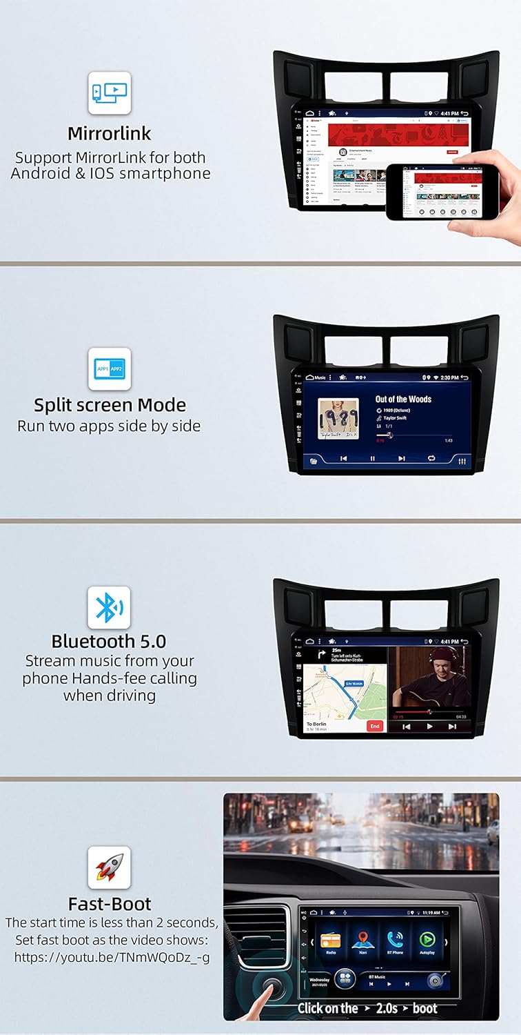 JOYX Android 13 IPS Autoradio Passt für Toyota Yaris (2005-2011) - 4G+64G - Eingebaut DSP/Carplay/An