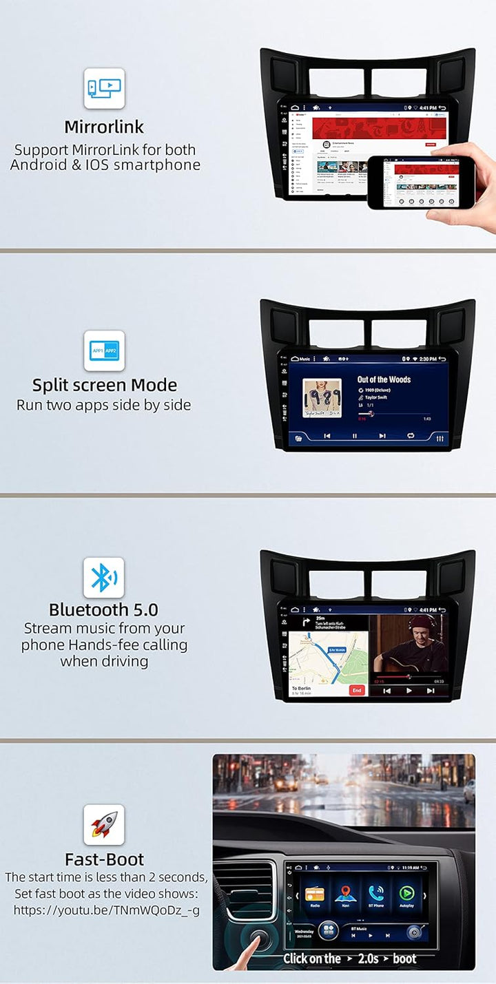 JOYX Android 13 IPS Autoradio Passt für Toyota Yaris (2005-2011) - 4G+64G - Eingebaut DSP/Carplay/An