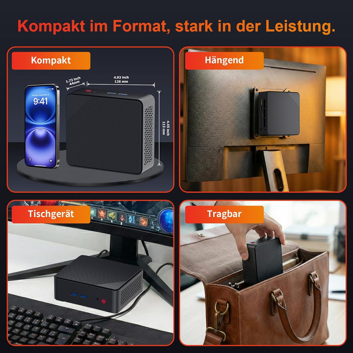 AWOW Mini PC AMD Ryzen Embedded R2514 (4 Kerne, bis 3,7 GHz), 16GB DDR4, 512GB PCIe 3.0 SSD, Radeon