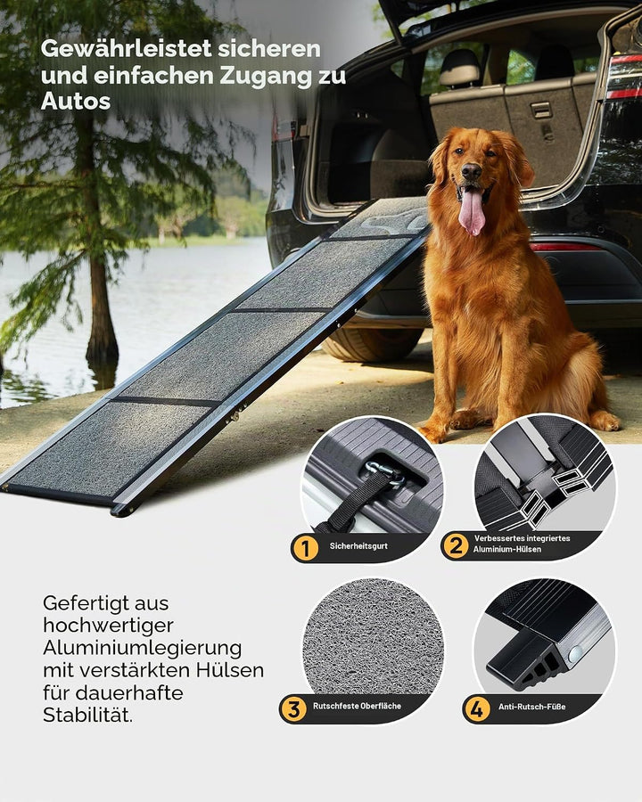 PetThem Hunderampe für Auto, 160 cm lang & 43,2 cm breit, tragbare Hunderampe für grosse Hunde mit R
