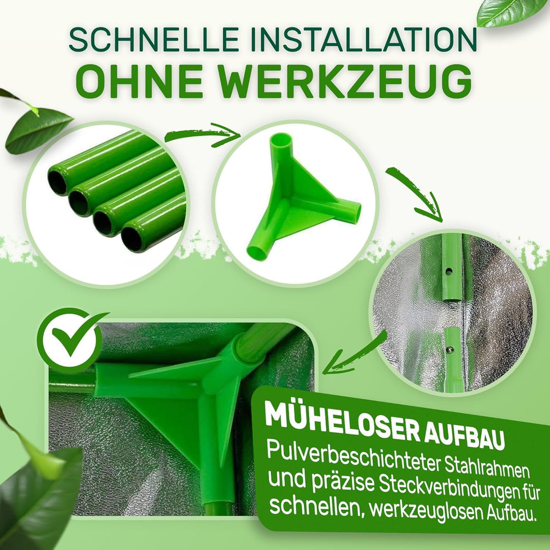 Melko - Growbox 80x80x220cm Set mit 3-in-1 Messgerät - Licht- & wasserdichtes Growzelt extrafestem S