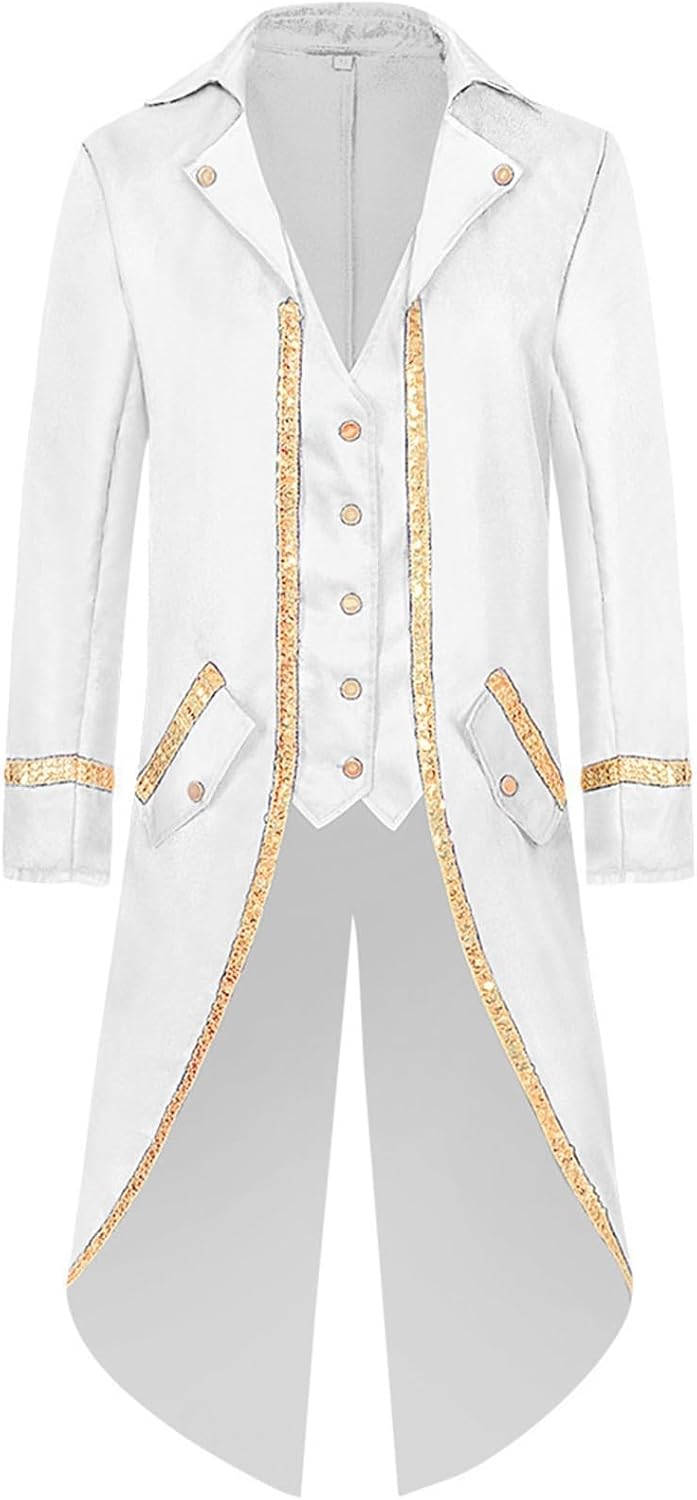 Viktorianische Steampunk Jacke für Herren Vintage Gothic Piraten Slim Fit Frack Wikinger Renaissance