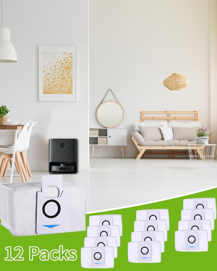 12 Stück Staubbeutel Zubehör Kompatibel mit Ecovacs Deebot X1 Omni & X1 e Omni, X1 TURBO, T20 Omni,T