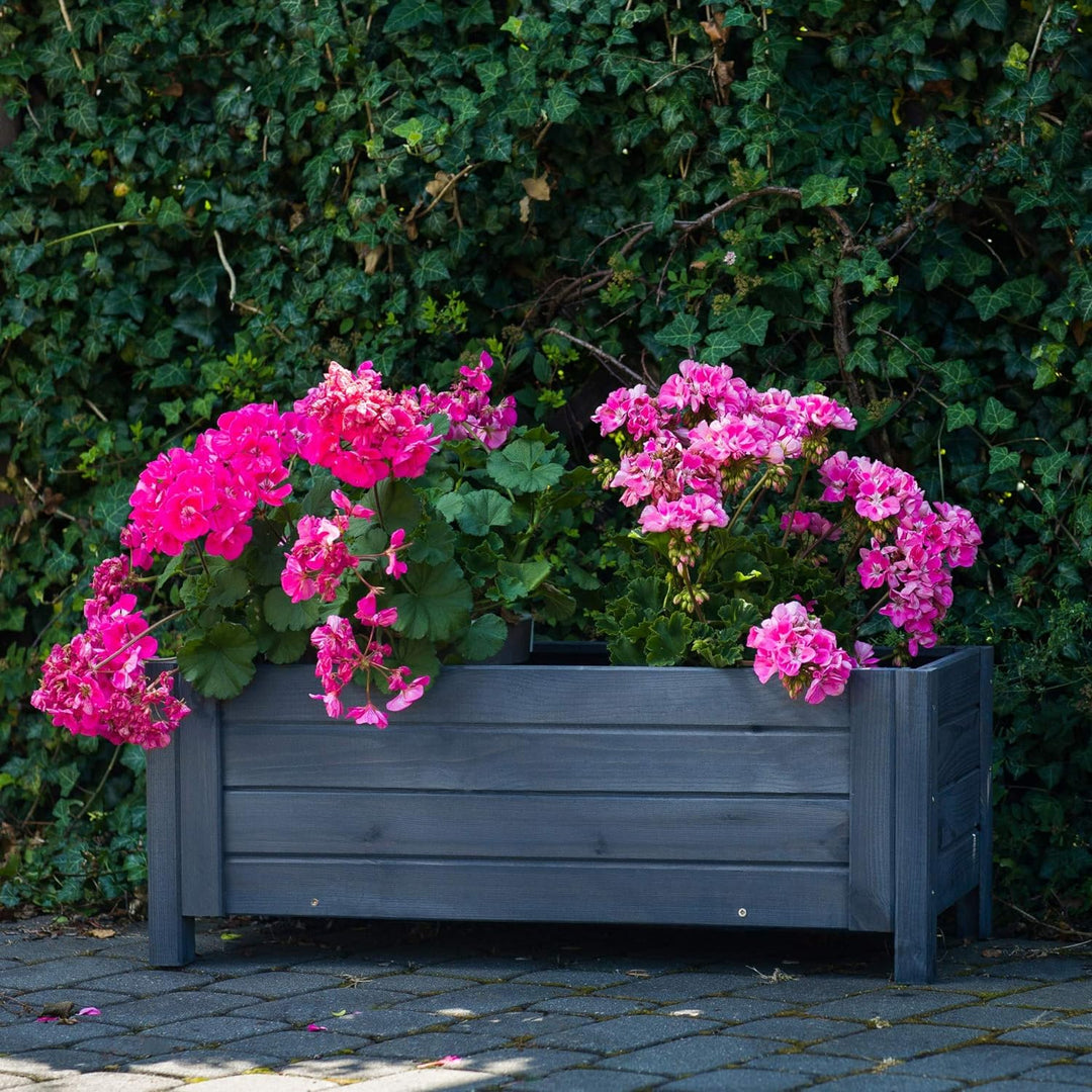 BOGATECO Pflanzkasten Pflanzkübel aus Holz | 80 x 38 cm | Anthrazit | Blumen-Topf Perfekt für Garten