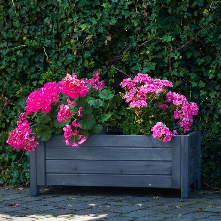 BOGATECO Pflanzkasten Pflanzkübel aus Holz | 80 x 38 cm | Anthrazit | Blumen-Topf Perfekt für Garten