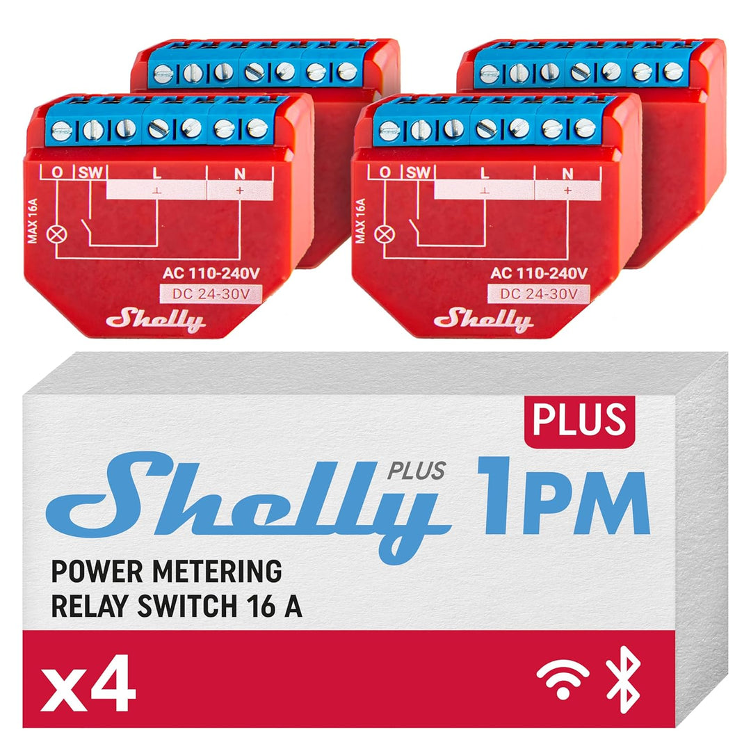 Shelly Plus 1PM | WiFi & Bluetooth Smart-Relais-Schalter mit Leistungsmessung | Hausautomatisierung