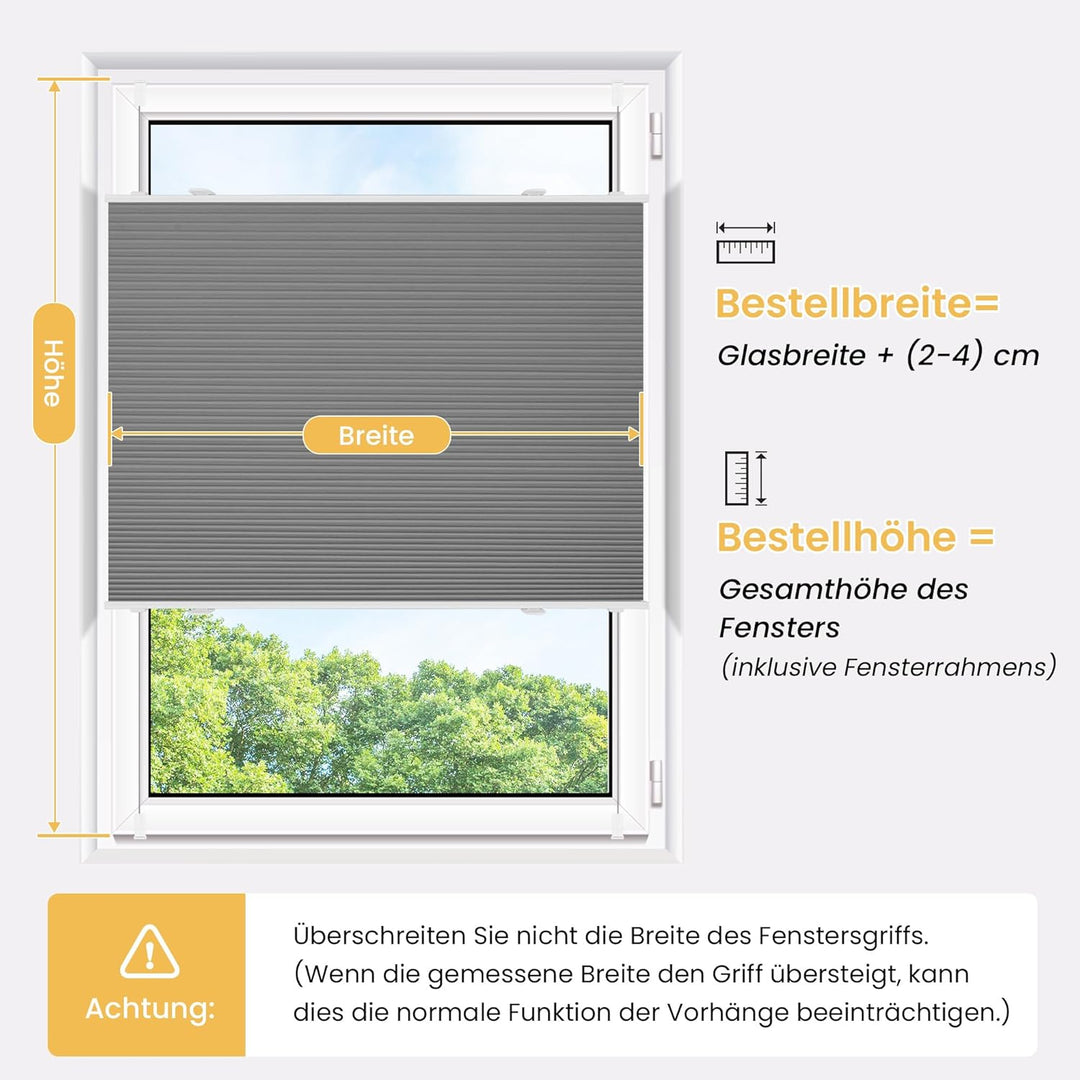 BelleMax Plissee Verdunklung Klemmfix Wabenplissee ohne Bohren Grau-Weiss 40x100cm(BxH), Thermo Verd