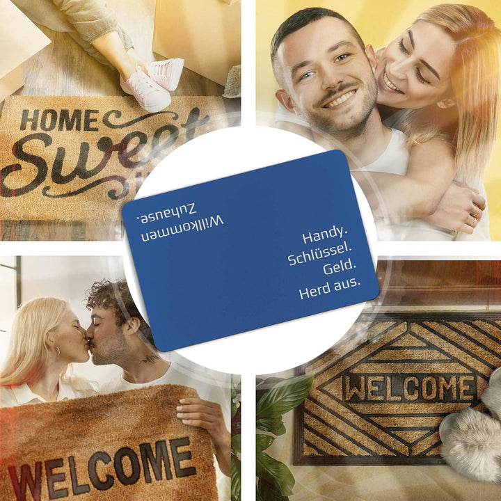 PR Print Royal Fussmatte mit Spruch - Handy, Schlüssel, Geld, Herd aus - Geschenk zum Einzug, Einwei