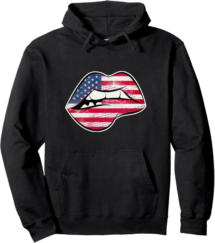 Amerikanische Flagge Lippen Pullover Hoodie