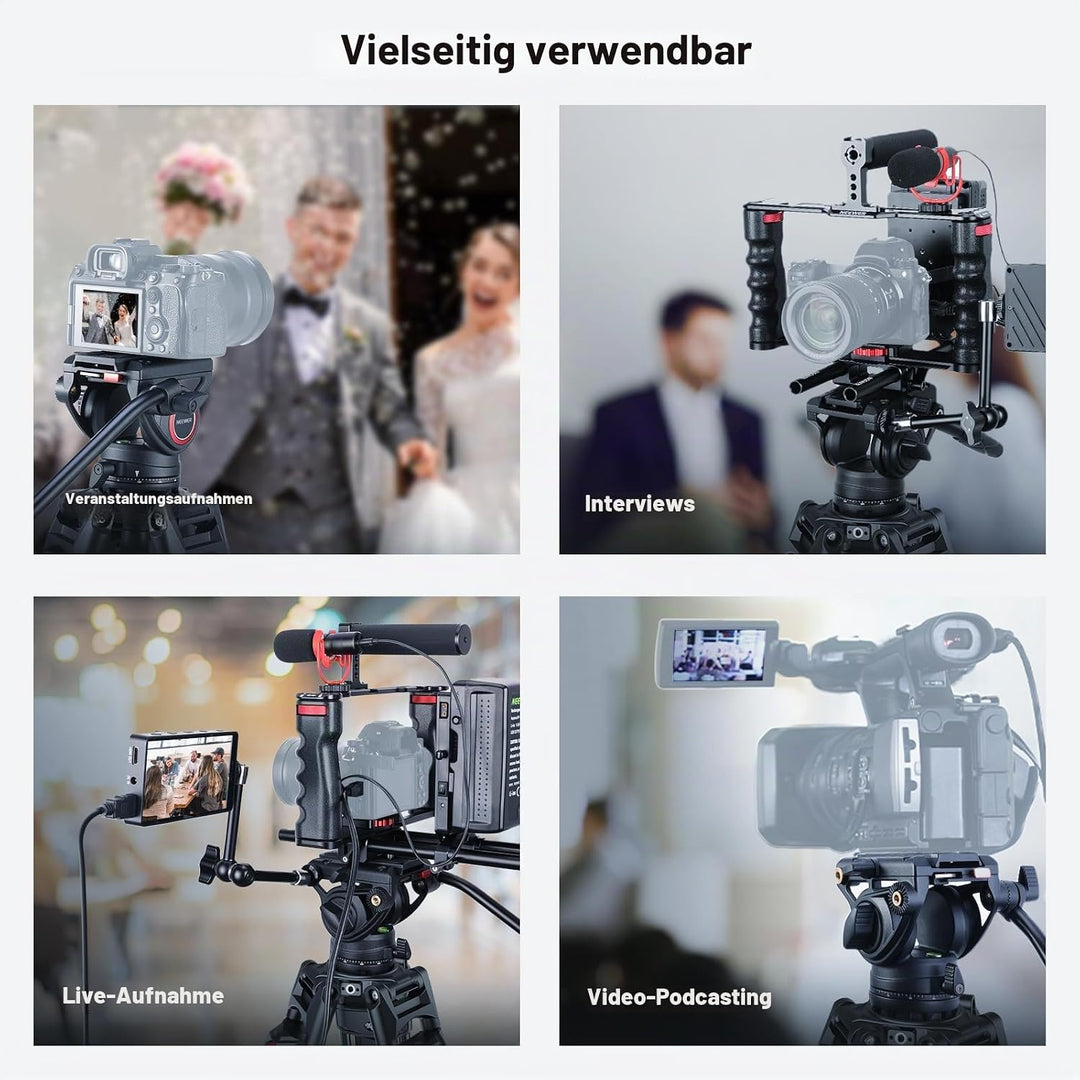 NEEWER 76“ Video Kamera Stativ mit Fluid Kopf, Aluminium Heavy Duty Stativ Stand, Dual Modus QR Plat