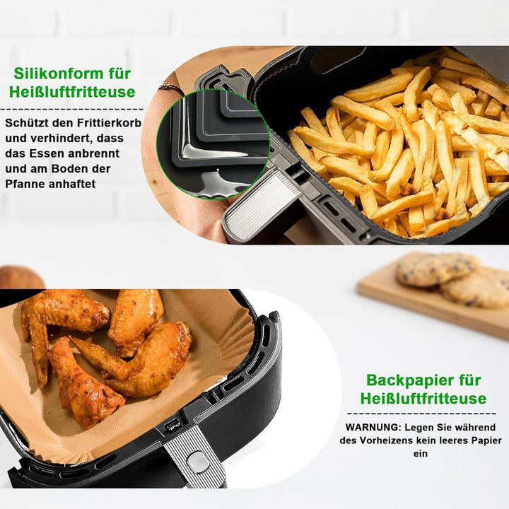 YINGRACE 23CM Heissluftfritteuse Zubehör XXL für COSORI 6,4L, 6,2L, 6L, Russell Hobbs 8L, 4PCS Airfr