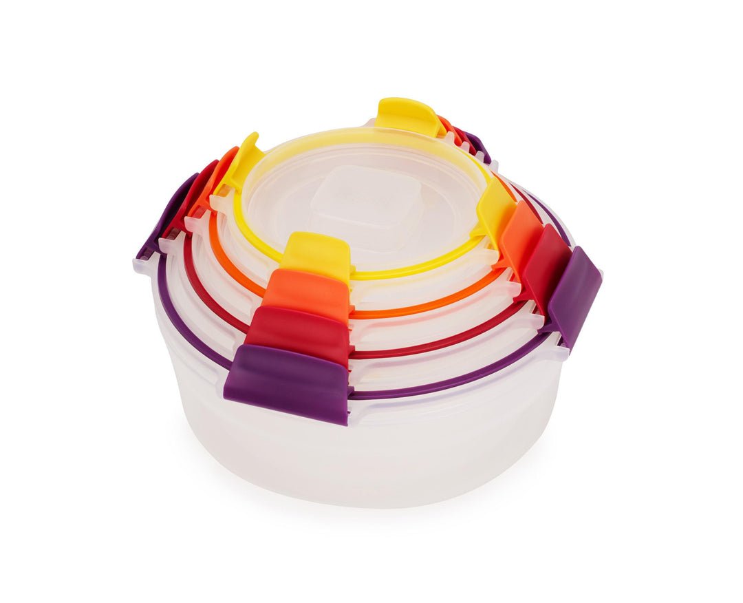 Joseph Joseph Nest Lock Runde Frischhaltedosen Kunststoff mit Deckel, 4 Stück Vorratsdosen Set, Aufb