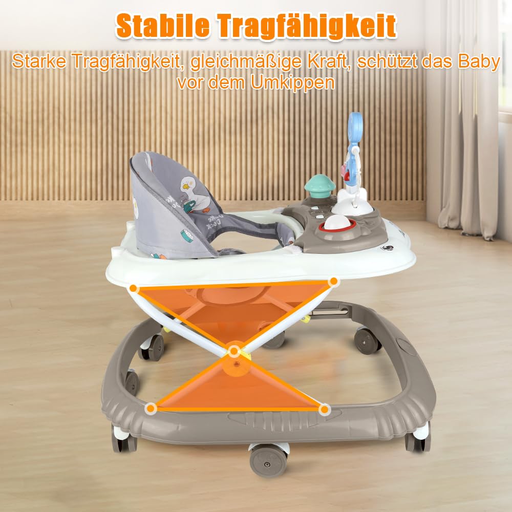 Lauflernhilfe für Jungen und Mädchen,Baby Gehfrei Lauflernwagen mit Spielcenter,Geräuscharm, Anti-Ro