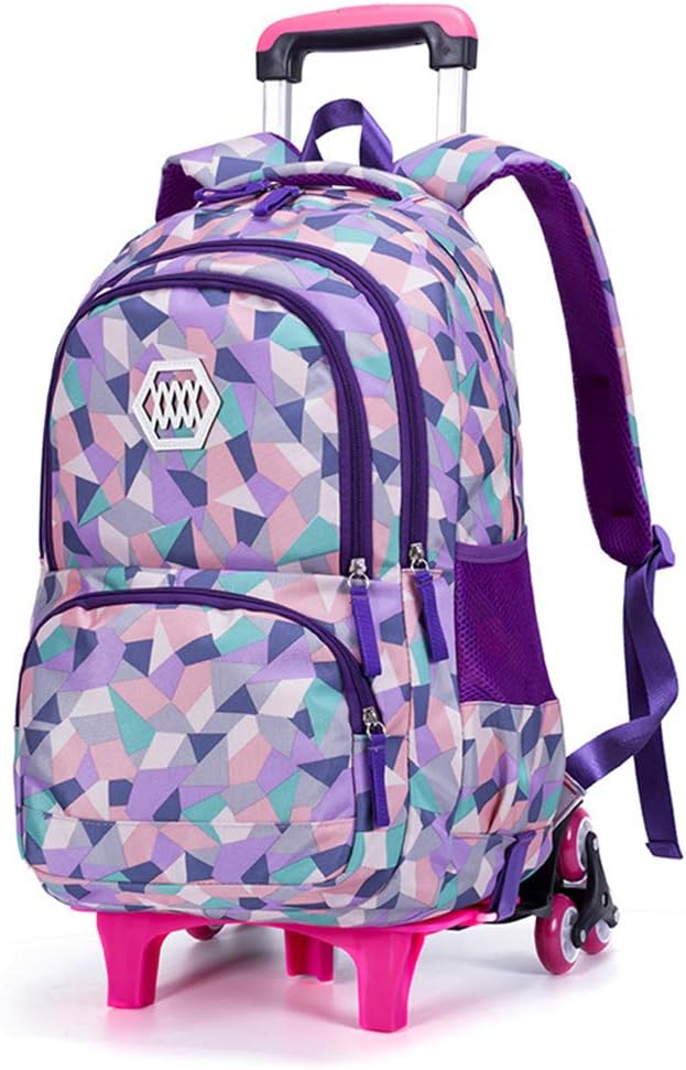 IvyH Rucksack mit Rollen für Mädchen Jungen, Schulranzen Trolley Schultasche Multifunktions Trolley