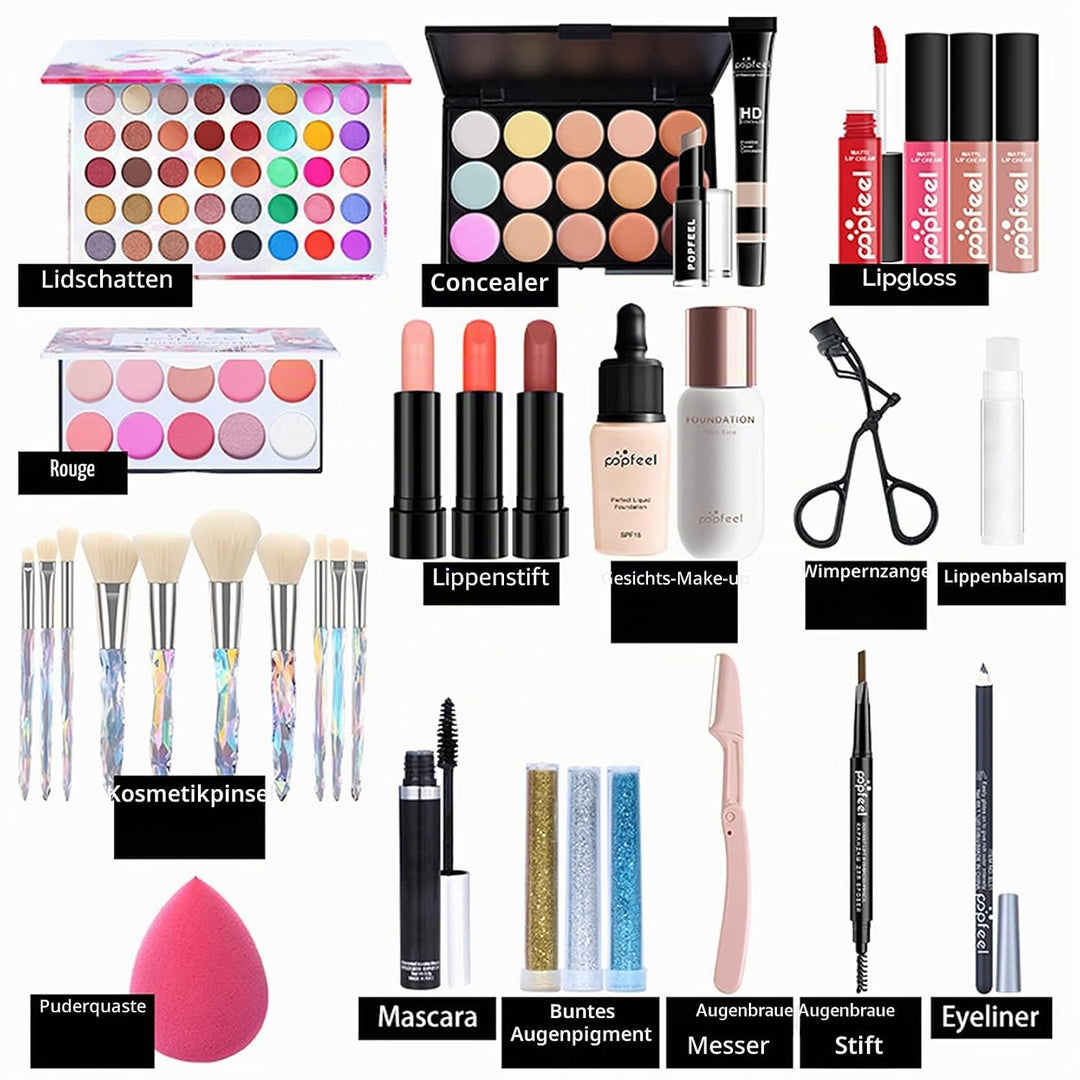 Professionelles Make-up Sets, MKNZOME 34St Schminke Starter Kit mit Schminktasche Tragbare Reise Mak