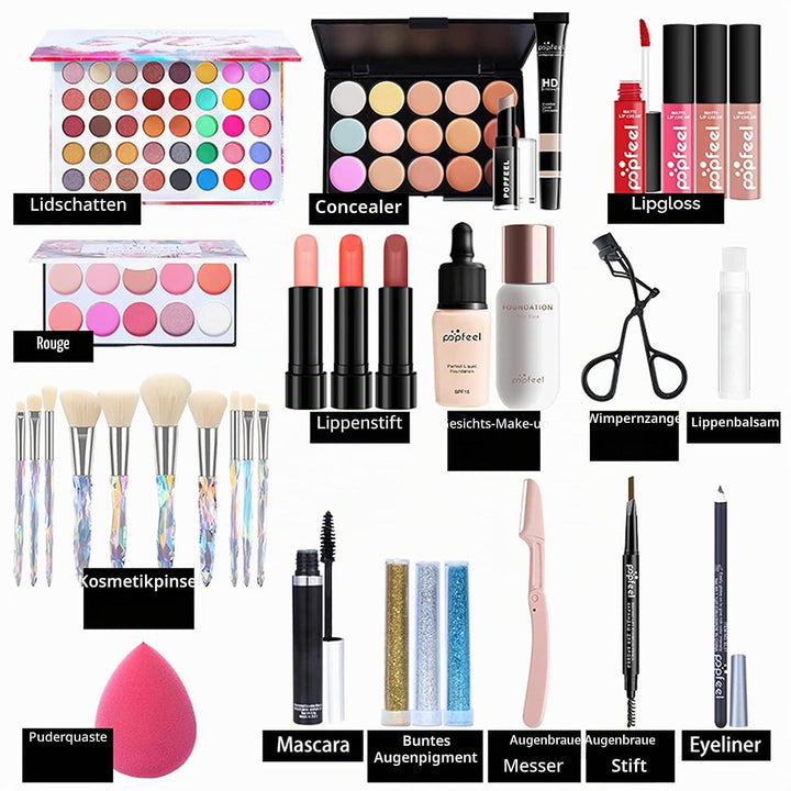 Professionelles Make-up Sets, MKNZOME 34St Schminke Starter Kit mit Schminktasche Tragbare Reise Mak