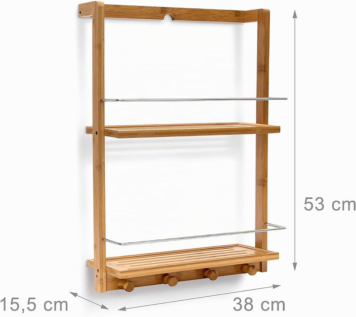 Relaxdays Duschregal aus Bambus HxBxT: ca. 53 x 38 x 15,5 cm Duschablage mit 2 Ablageböden aus feuch