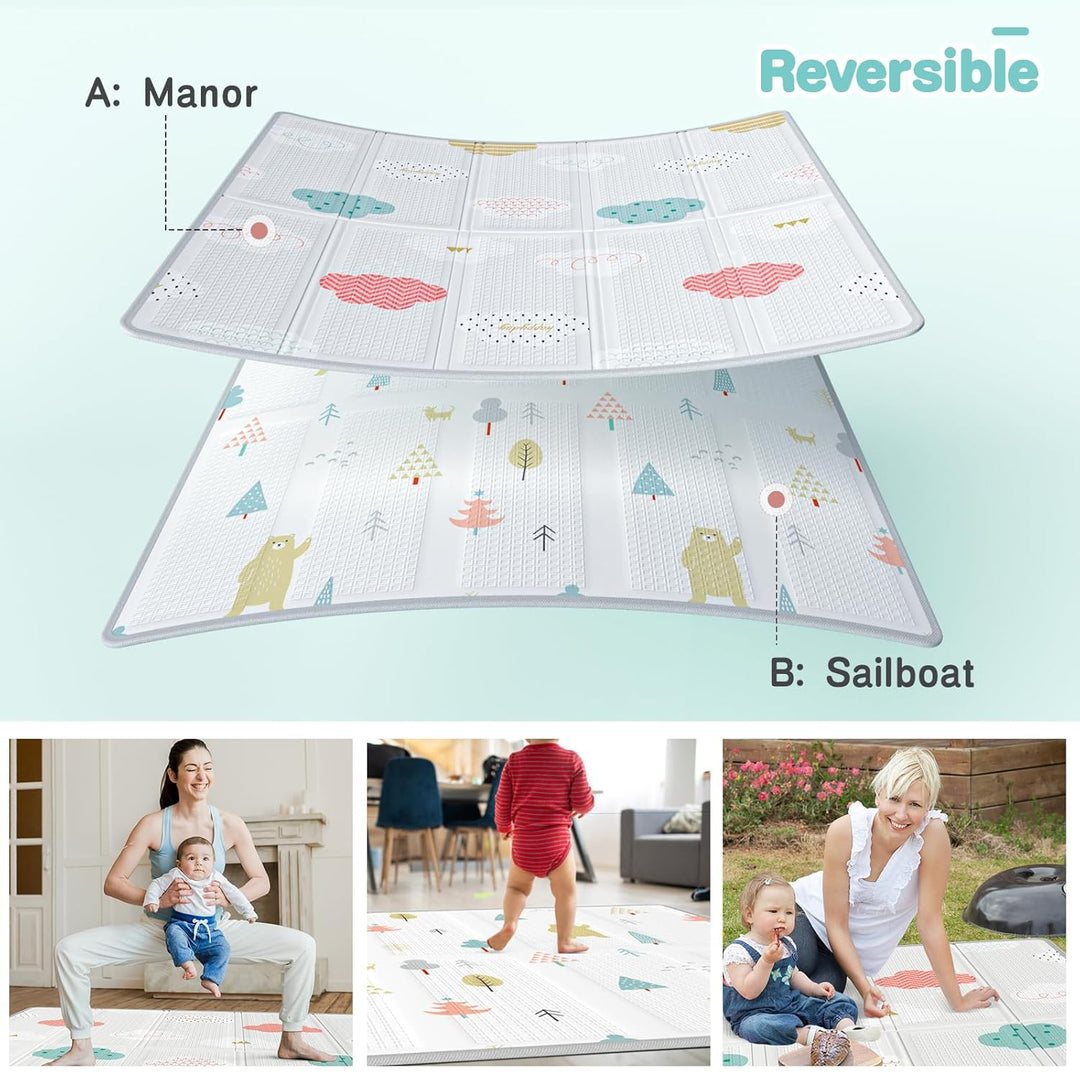 Uanlauo 150x150cm Laufstall mit Spielmatte, XXL Kinder Laufgitter, Innen &amp; Aussen Baby-Aktivitätsber