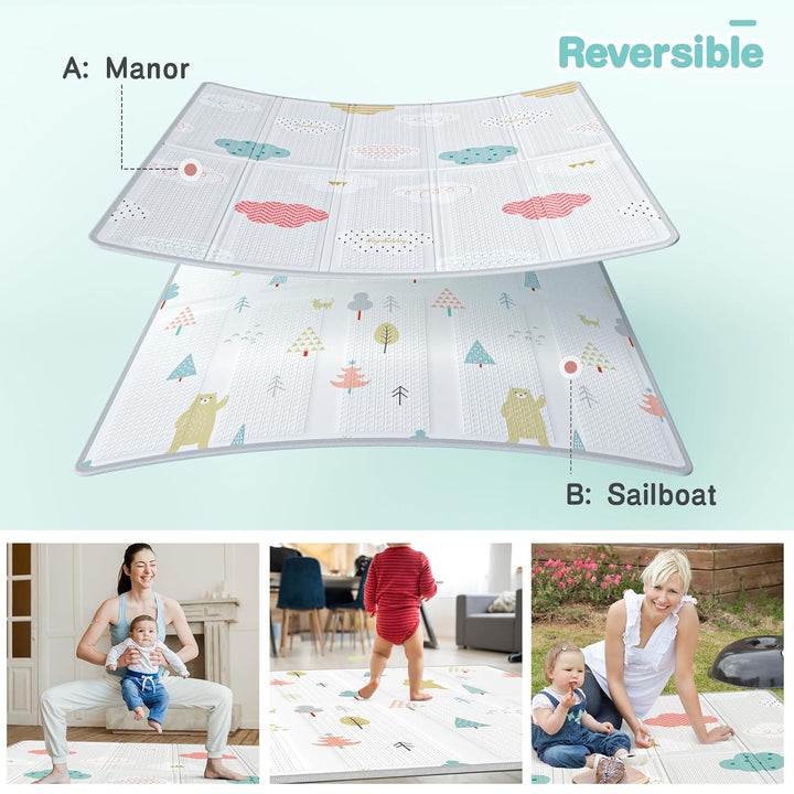 Uanlauo 150x150cm Laufstall mit Spielmatte, XXL Kinder Laufgitter, Innen &amp; Aussen Baby-Aktivitätsber