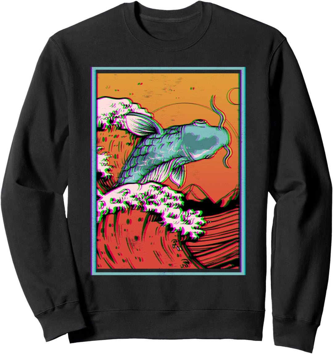 Koi Fisch Karpfen Angler Japanese Great Wave Off Kanagawa Sweatshirt