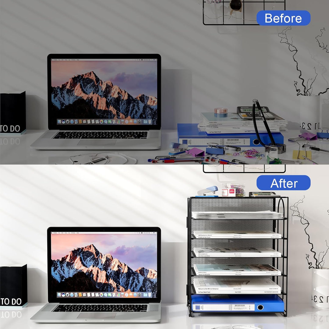 EasyPAG 6 Fächer A4 Metall Büro Schreibtisch Organizer Dokumentenhalter Aktenablage Zeitschriftenhal