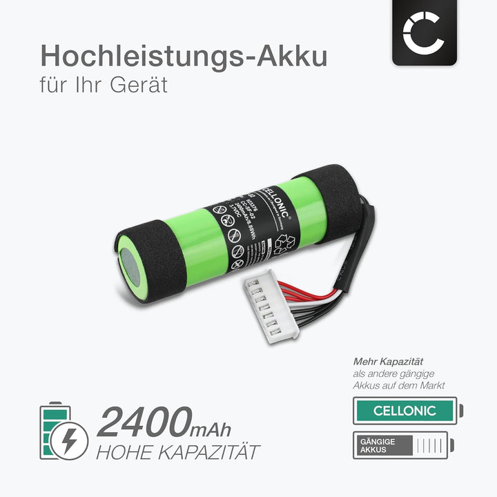 CELLONIC, Lautsprecherakku kompatibel mit Sony SRS-X2 (2400mAh, 3.7V) Ersatzakku 9-885-197-08, SF-02