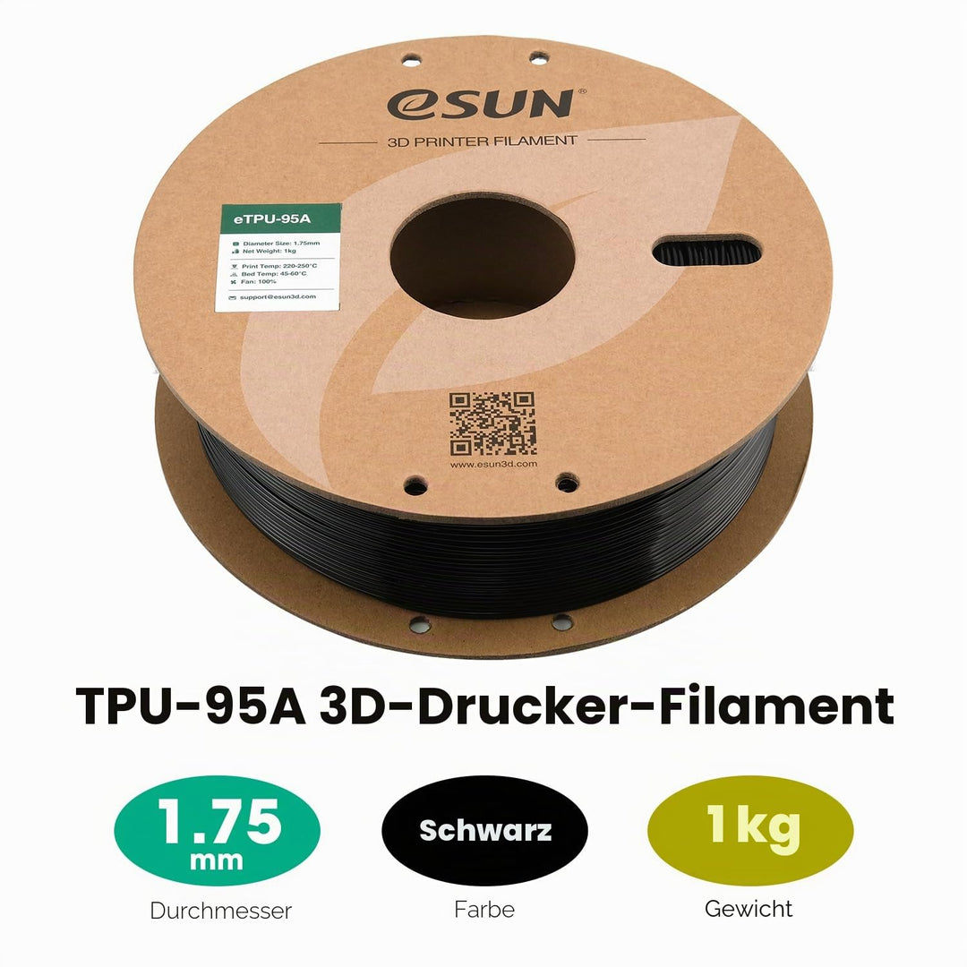 eSUN Flexibles TPU Filament 1.75mm, 3D Drucker Filament TPU-95A, Massgenauigkeit +/- 0.05mm, 1kg Spu