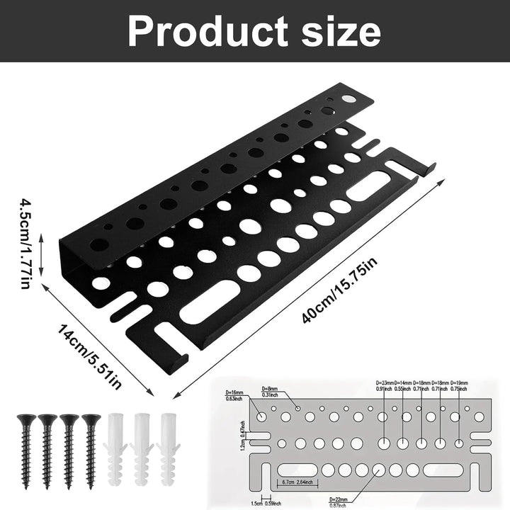 ROSYLEVE Wandmontierter Werkzeug-Organizer 40cm Wandmontierter Werkzeughalter Metall Werkzeuglagerre