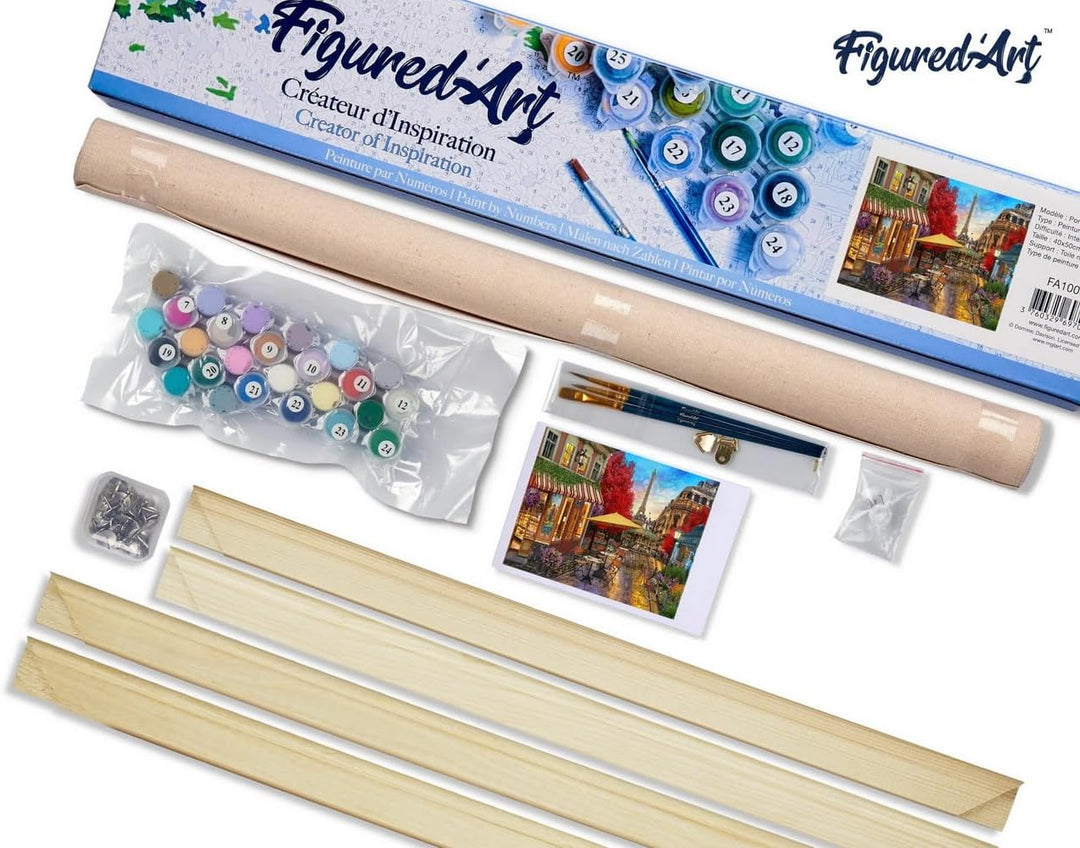 Figured'Art Malen Nach Zahlen Erwachsene Mit Rahmen Veranda in Paris - Paint by Numbers Basteln DIY