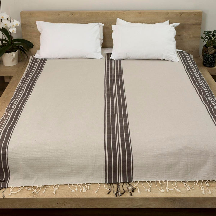 Casasofte Mykonos handgewebte türkische Überwurfdecke, 190,5 x 210,8 cm dicke türkische Baumwolldeck