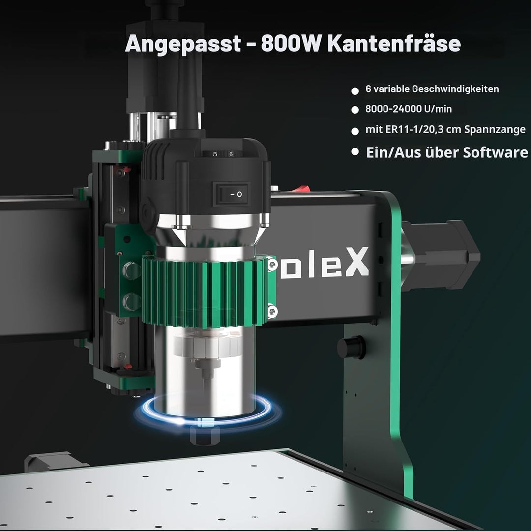 CNC-Fräsmaschine 3030-Evo Max, Ganzmetall-XYZ-Achse, Dual-Stahl-Linearführungen mit 800-W-Trimmer-Fr