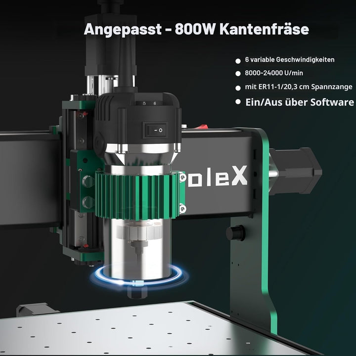 CNC-Fräsmaschine 3030-Evo Max, Ganzmetall-XYZ-Achse, Dual-Stahl-Linearführungen mit 800-W-Trimmer-Fr