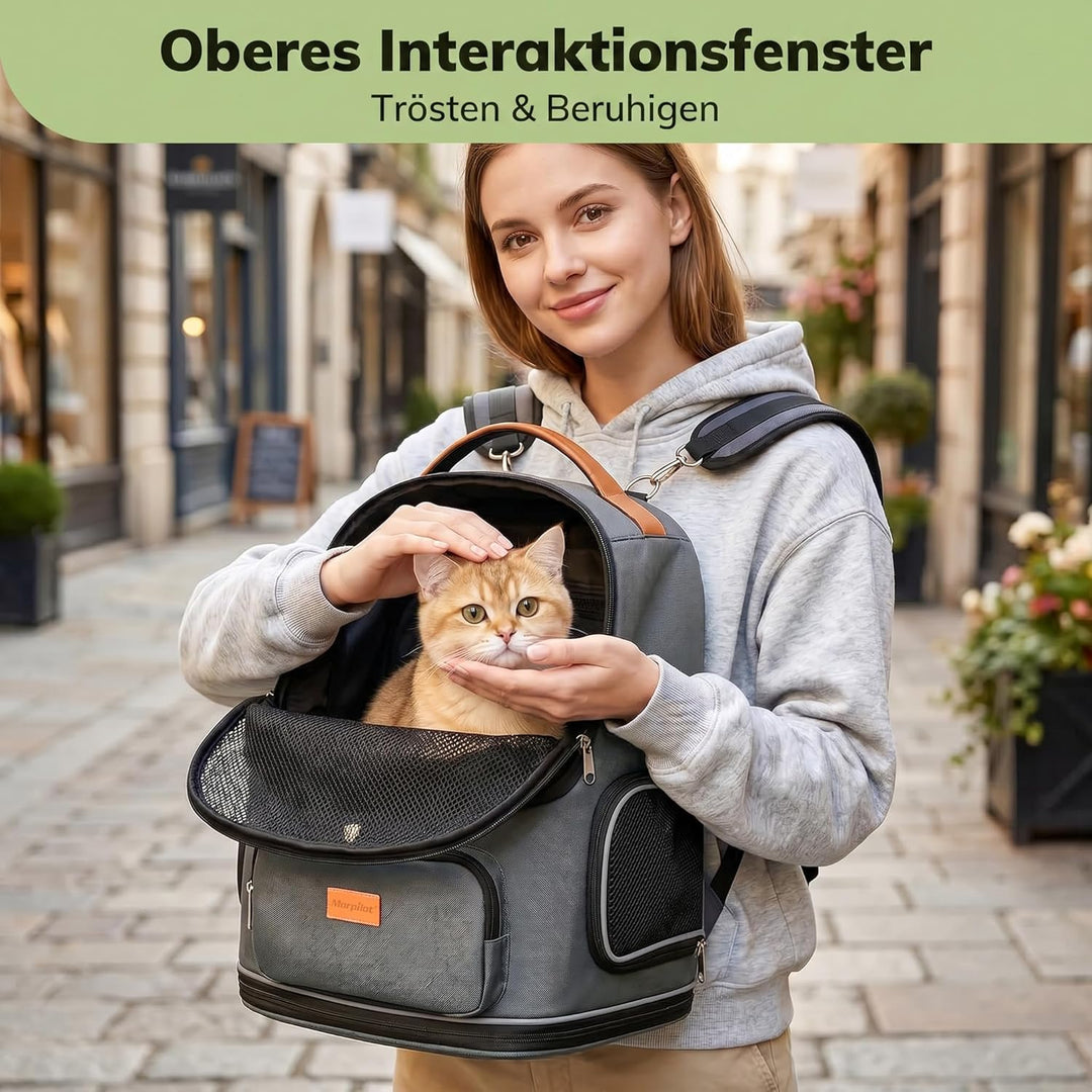 Morpilot Erweiterbarer, Faltbarer Katzenrucksack mit atmungsaktivem Netzgewebe, wasserdichter und st