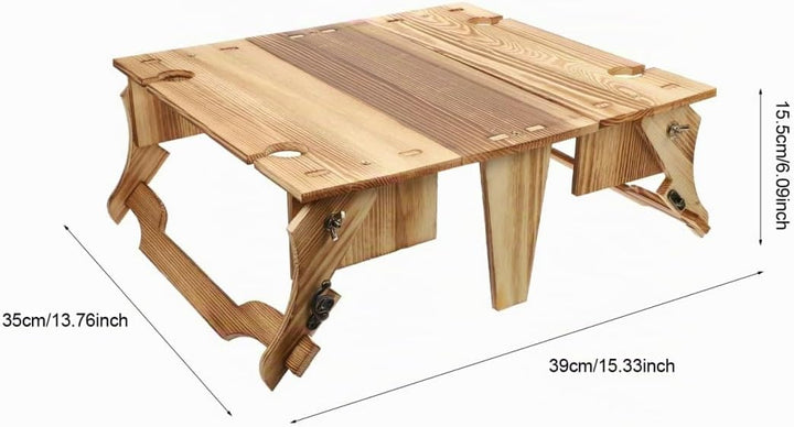 GANAZONO Klapptisch Korb Weinhalter Picknick Im Freien Picknickkorb Aus Holz Klappbarer Tisch Für De