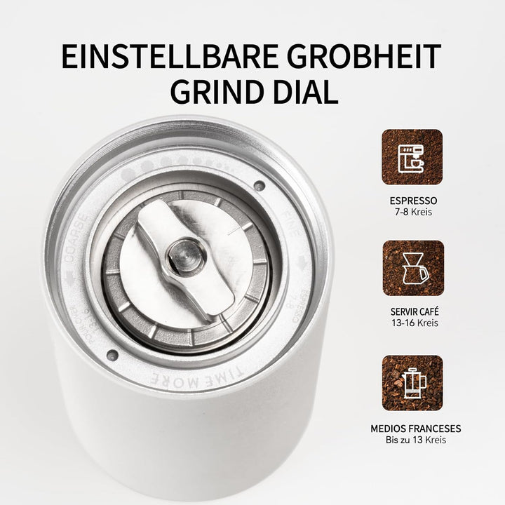 TIMEMORE Kaffeemühle manuell Edelstahl konische Grar handkaffeemühle mit faltbarem, Kastanie C3S PRO