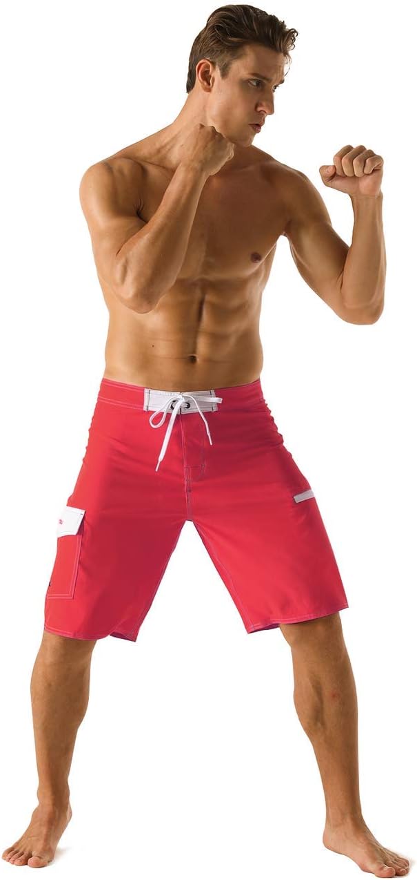 Nonwe Men's Sportwear Quick Dry Board Shorts with Lining 32 Red-207, 32 Red-207