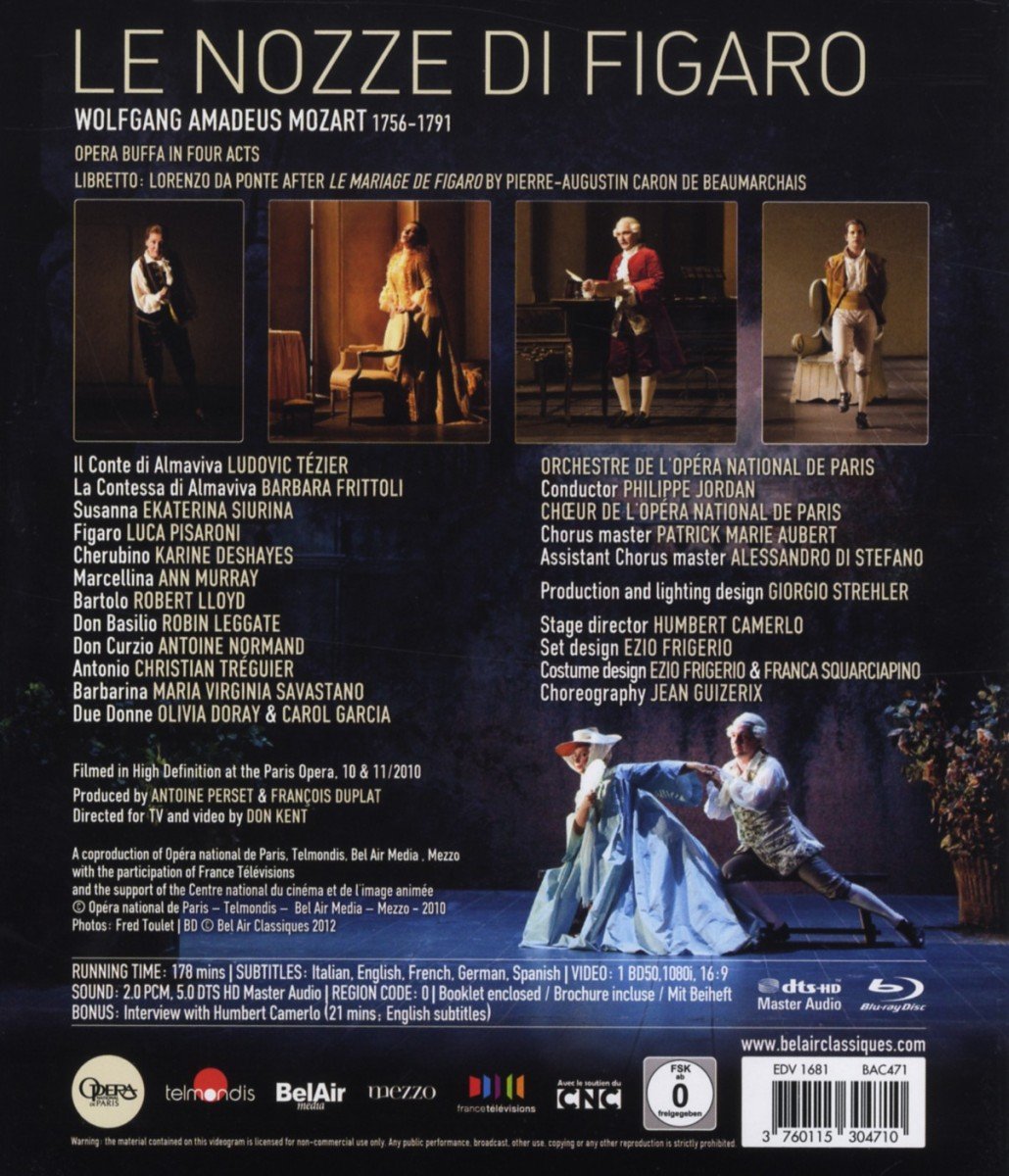 Le Nozze Di Figaro (W.A. Mozart), Blu-ray