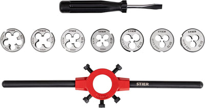 STIER Gewindeschneidzeug-Satz/Gewindeschneider Set 32-teilig M3-M12 HSS-G, Für metrische Innen- und