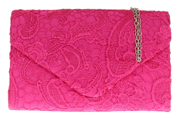 Girly Handbags Clutch aus Satinspitze Fuchsie, Fuchsie