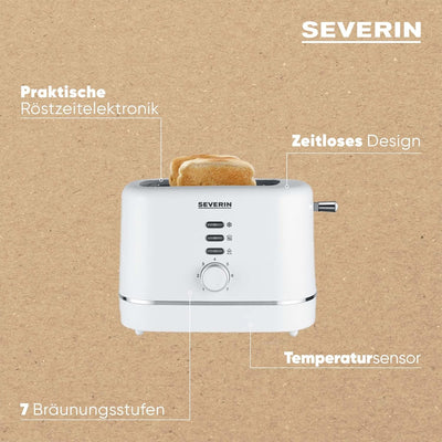 SEVERIN Automatik-Toaster, für 2 Scheiben, Brötchenaufsatz aus Edelstahl, Aufwärm- & Defrosterfunkti